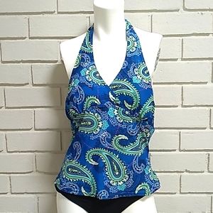 Paisley Tankini Swim Top. Size Medium